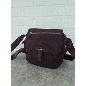 Tumi Messenger Shoulder Crossbody Bag Maroon Burgundy Color Nylon Leather Trim